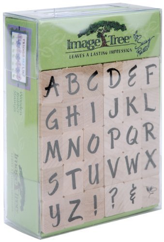 EK Success Image Tree Wood Handle Rubber Stamp Set, Susy Ratto Brush Letter Alphabet/Upper by EKS