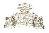 Hair Clip - H90 - Tiara Style - Silver Tone ~ Blk Diamond and Hematite Swarovski (tm) Crystals