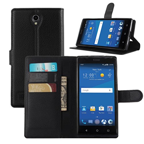 ZTE Zmax 2 Cases, Premium PU Leather Wallet Flip Case Cover with Stand Card Holder for ZTE Zmax 2 Mobile Phone (Wallet - Black)