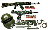 Ultimate Kids Toy Army Combat Set with Ak47 Dart Gun, Grenades, Handcuff, Uzi GunIMAGE