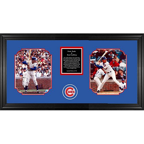 Chicago Cubs Ernie Banks/Ryne Sandberg Now & Then Framed Collectible By Mounted Memories