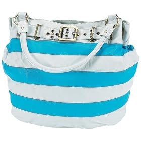 Gigi Chantal Blue and White Stripe Handbag