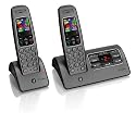 BT Hudson 1500 Twin DECT Cordless Telephone with Answer Machine - Gun Metal/Black