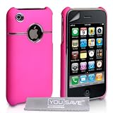 Yousave Accessories TM Rosa Und Chrom Harte Hybrid Schutzh�lle F�r Das Apple iPhone 3 / 3G / 3GS Mit Displayschutzfolie Und Graues Micro-Faser Poliertuchvon "Yousave"