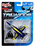 Maisto Fresh Metal Tailwinds 1:137 Scale Die Cast United States Military Aircraft : U.S. Navy Blue Angel All-Weather Carrier-Capable Multirole Fighter Jet (Ground and Air) F/A-18C Hornet with Display Stand (Dimension: 3-1/2
