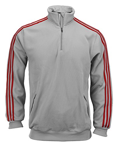 Adidas Men's Pindot 1/4 Zip Up Pullover Sweatshirt (Large, Gray/Red)