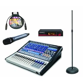 Presonus StudioLive 16.0.2 Performance & Recording Digital Mixer with Sennheiser EW135 G3 Evolution Wireless HandHeld Mic System, On Stage Black Round Base Microphone Stand & 10ft High Quality XLR Microphone Cable