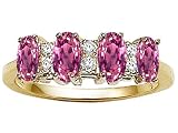 1.06 cts Genuine 4 Stone Pink Tourmaline and Diamond Band - 14kt White or Yellow Gold