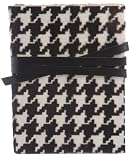 Black Houndstooth Handcrafted Journal, Genuine Calfskin Leather, Horsehair Dyed in Houndstooth Pattern, Leather Wrap Closure, Lined, 5x7 