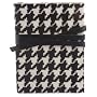 Black Houndstooth Handcrafted Journal, Genuine Calfskin Leather, Horsehair Dyed in Houndstooth Pattern, Leather Wrap Closure, Lined, 5x7"