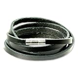 SilberDream Lederarmband schwarz Herren Leder Armband Echtleder LA1983S
