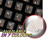 ARABIC KEYBOARD STICKERS WITH ORANGE LETTERING ON TRANSPARENT BACKGROUND