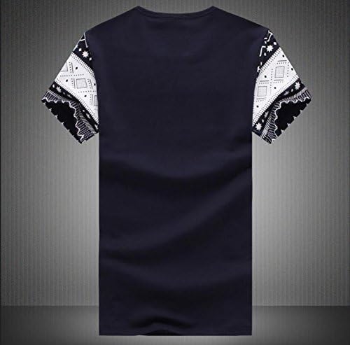 Easy Men's Fashion Diamond Plaid Pattern Tee Short-Sleeve T-Shirt M Navy Blue