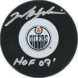 Mark Messier Edmonton Oilers Autographed Hockey Puck with HOF 07 Inscription