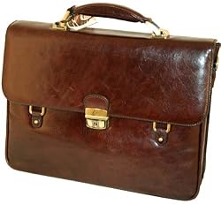 Umi Chocolate Italian Leather Briefcase