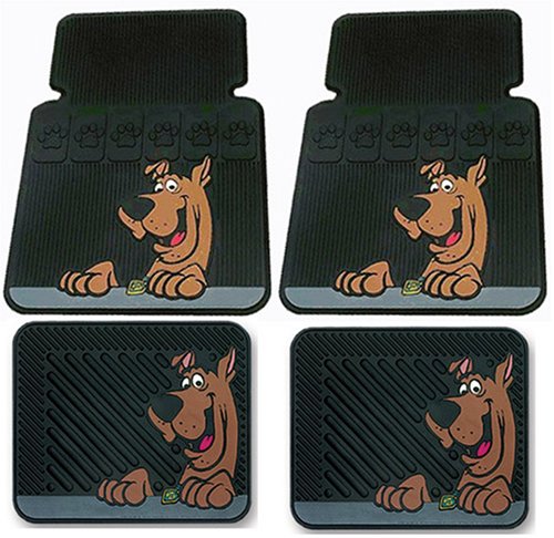 Scooby Doo Face 4 Pc Floor Mats Set w/ bonus license plate