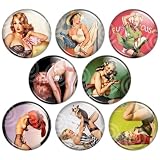 Retro Pin up Girls 1.25 Inch (32mm) Pinback Button Badge Set
