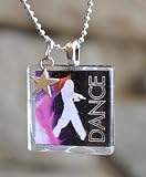 Dance! Hip Hop Square Glass Tile Pendant Necklace Jewelry Wearable Art Unique Design By Atlantic Seaboard Trading Co.