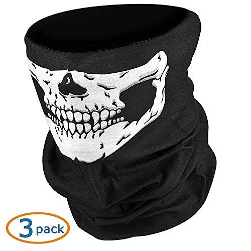 WOVTE Black Seamless Skull Face Tube Mask Pack of 3