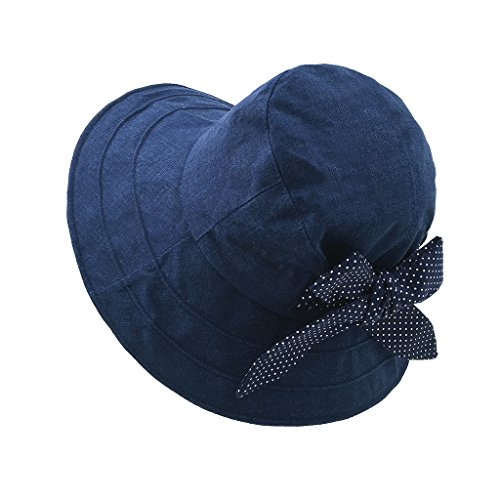 LETHMIK Summer Hats Ladies Casual Cotton Brimmed Hats Bowknot Beach Sun Hat