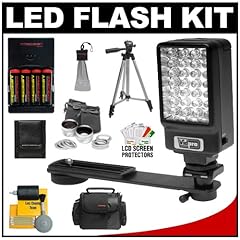 Power2000 Deluxe LED Digital Video Camcorder Light with Bracket + Wide Angle & Telephoto Lens + Tripod + Case + Accessory Kit for Sony Handycam DCR-DVD850, HDR-CX100, HDR-XR100, HDR-XR200, HDR-CX110, HDR-CX150, HDR-CX300, HDR-CX350, HDR-XR150, HDR-XR350, HDR-CX500, HDR-CX520, HDR-XR500, HDR-XR520, HDR-CX550, HDR-XR550 