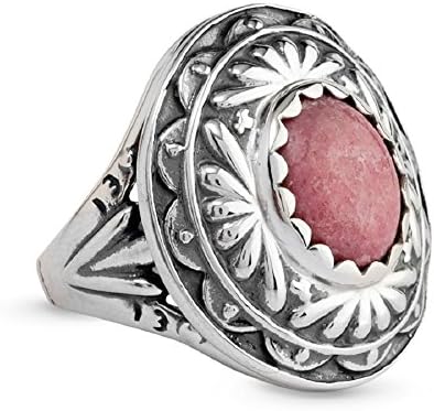 Sterling Silver Rhodonite Concha Ring