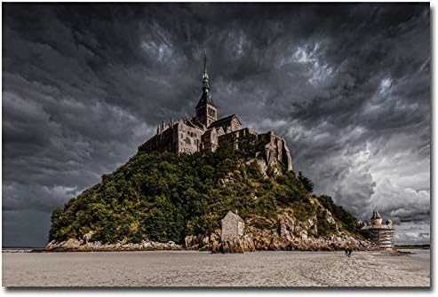 Jane Pop Mont St Michel Normandy France City Night Citycape Art Poster Print 2 12X18 Inch