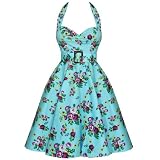 Hell Bunny May Day 50's Dress Floral Blue/Turquoise