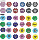 from Dogstickers.net Quality Enamel Glitter Dog Tag, Dog Paw Design, Personalised, Engraved Free Model PAW DISC
