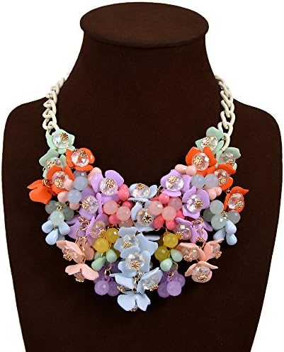 JewelryLove Fashion Multicolor Flower Crystal Choker Statement Bib Necklaces Collier Femme Brand Necklace Pendants Collar (Multi)
