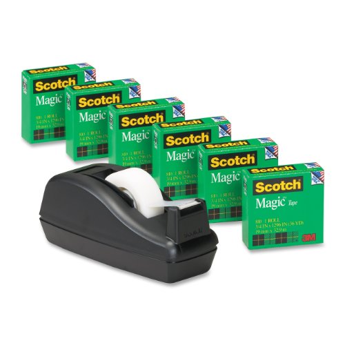 Scotch Magic Tape Deal 3 4 x 1000 Inches 6-Pack with C-40 Black Dispenser 810C40BKB0006HVL8C