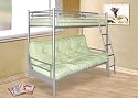 FUTON BUNK BED (COMPLETE WITH MATTRESSES) IN SILVER METAL FINISH