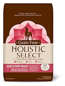 Holistic Select Natural Grain Free Dry Dog & Puppy Food, Salmon & Anchovy & Sardine Meal Recipe, 25-Pound Bag Holistic Select Natural Grain Free Dry Dog & Puppy Food, Salmon & Anchovy & Sardine Meal Recipe, 25-Pound Bag