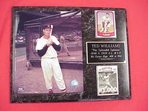 Red Sox Ted Williams 2 Card Collector Plaque