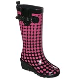 Fading Dots Wedge Rain Boots - Pink/ Black