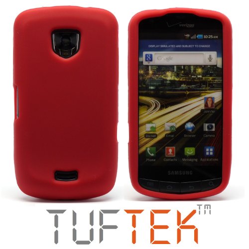 TUF TEK Bright Red Soft Silicone / Gel / Rubber Skin Cover Case for Verizon Samsung Droid Charge