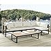Walker Edison Furniture Company 4 Piece Outdoor Conversation Set with Cushions in Natural and Black