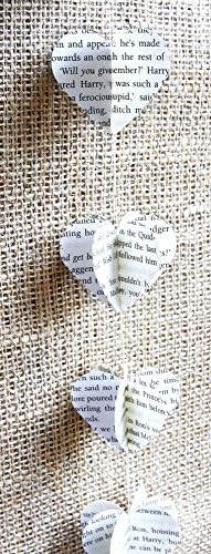 Harry Potter 3D heart shape garland made from recycled books - 2 inch hearts - Garland approx 10ft long