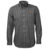 Cutter & Buck Texas Longhorns Black Alumni Check Woven Long Sleeve Shirt