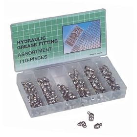 Berk Automotive 110pc Hydraulic Zerk Grease Fitting Assortment Kit