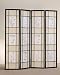Coaster Oriental Floral Accented 4-Panel Room Screen Divider, Black Wood Framed