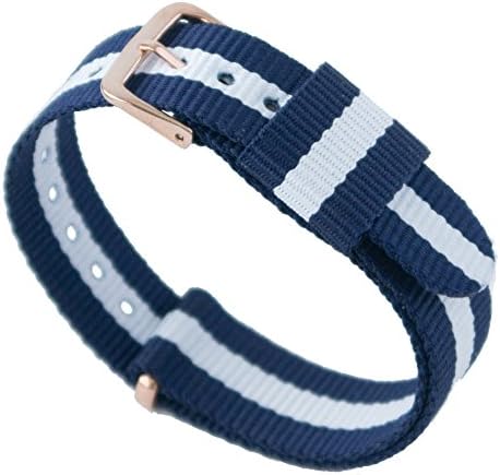 Sentraq Nylon Watch Straps 18-20mm, High Quality Nylon (18mm (Gold), Navy/Ivory)