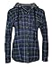 Ladies' Code Long Sleeve Flannel Plaid Button Down Shirt w/ Detachable Hoodie