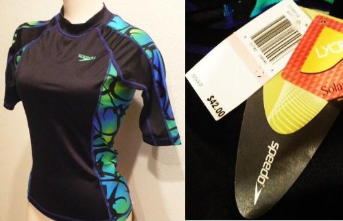 Speedo Females Lycra Tribal Etching Rash Guard size 10