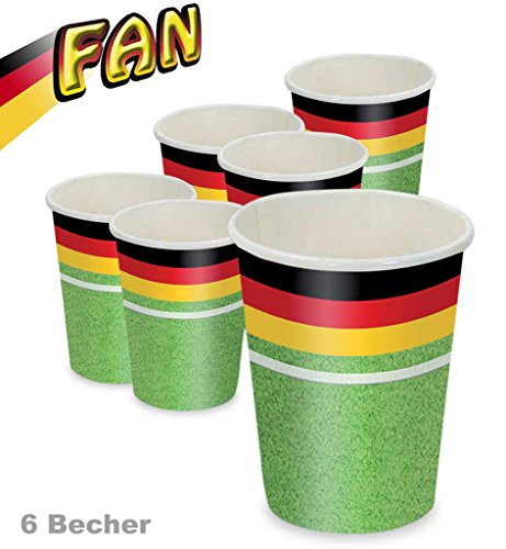 Pappbecher ” Fan Deutschland”, Fanartikel, EM, WM, Partydekoration, Partyzubehör, 6 Stück