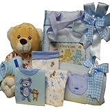 Sweet Baby Boy Diaper Bag Gift Basket with Teddy Bear
