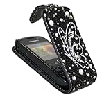 iTALKonline FunkGem FLIP Wallet BLACK SILVER BUTTERFLY Diamonte Crystals Su ....