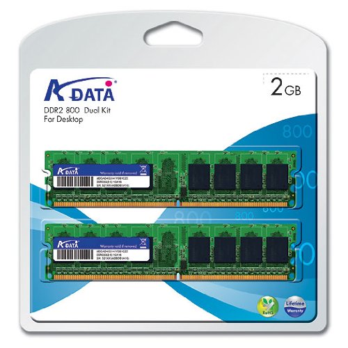 A-Data PC2 6400 Value Edition Arbeitspeicher 2 GB DDR2-RAM Kit (800 MHz, CL5, 2 x 1 GB)