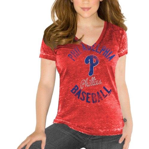 MLB Touch by Alyssa Milano Philadelphia Phillies Womens #1 Fan T-Shirt - Red (Small) at Amazon.com