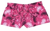 Purple Zebra Boxers : Fuschia Hot Pink Paisley Novelty Print Wild Flannel Cotton Girl Boxers Mini Itty Bitty Shorts 1" Inseam, Covered elastic waist, 100% cotton, available in 5 adult sizes
